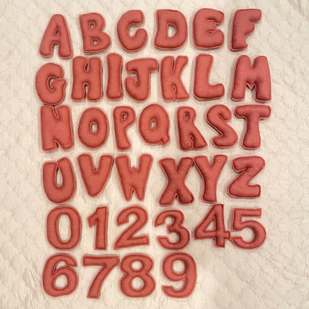 Handmade Felt Alphabet Letters & Numbers for Baby Milestone Months Pink